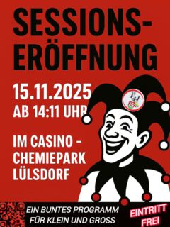 #Sessionseröffnung
Bald ist es soweit, am 15.11.2025 um 14.11 laden wir alle #jecken zu unserer Sessionseröffnung ein. Gefeiert wird im Casino, des Chemiepark Lülsdorf. Freut euch mit uns auf ein #buntesprogramm
#karneval #sessionsauftakt #gardetanz #kostüm #Session #session20252026